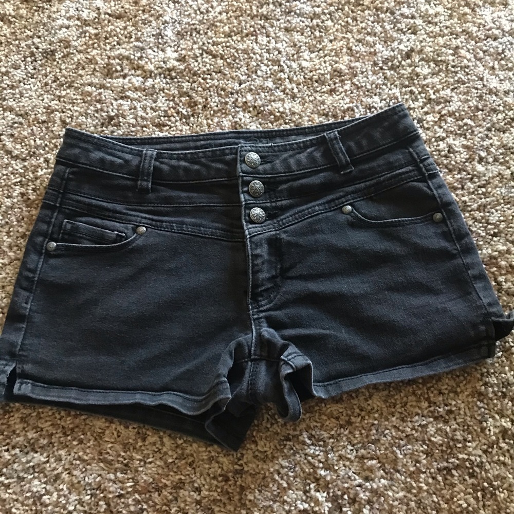 Black button up shorts